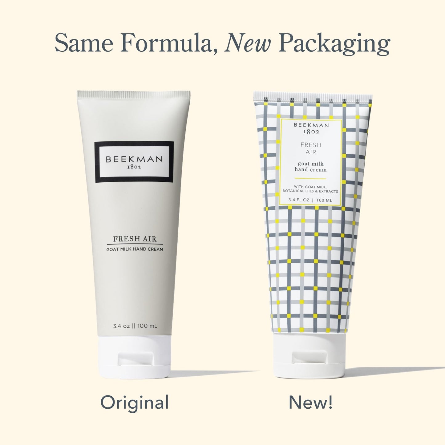 Beekman 1802 Pure Goat Milk Hand Cream, Fresh Air - Scented - 3.4 oz - Moisturizing Lotion for Dry Skin - Anti-Aging Hydration - Good for Sensitive Skin - Cruelty Free - Packaging May Vary