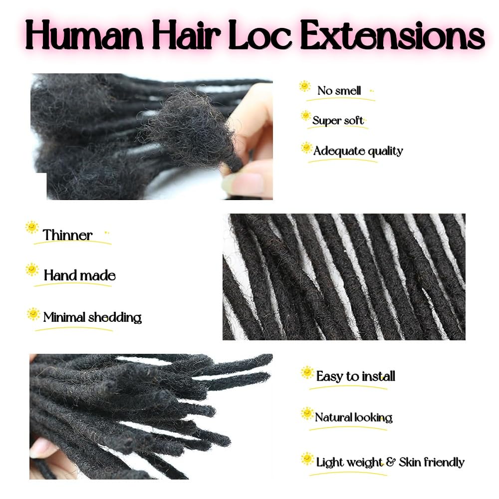 0.4cm & 0.6cm Width, 4-14 Inches10, 30, 60, 100 Strands Options 100% Real Human Hair Dreadlock Extensions for Men/Women/Kids, Handmade Permanent Loc Extension Bundles (0.4cm, 6inches, 30Strands)