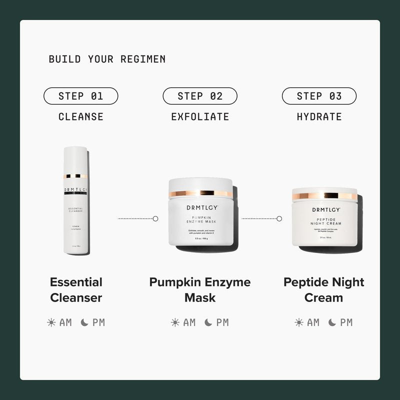 DRMTLGY Pumpkin Enzyme Face Mask with Jojoba Beads. Gentle Exfoliating Pumpkin Facial Mask for Dullness, Uneven Skin Tone, Fine Lines and Wrinkles. 5.5 oz