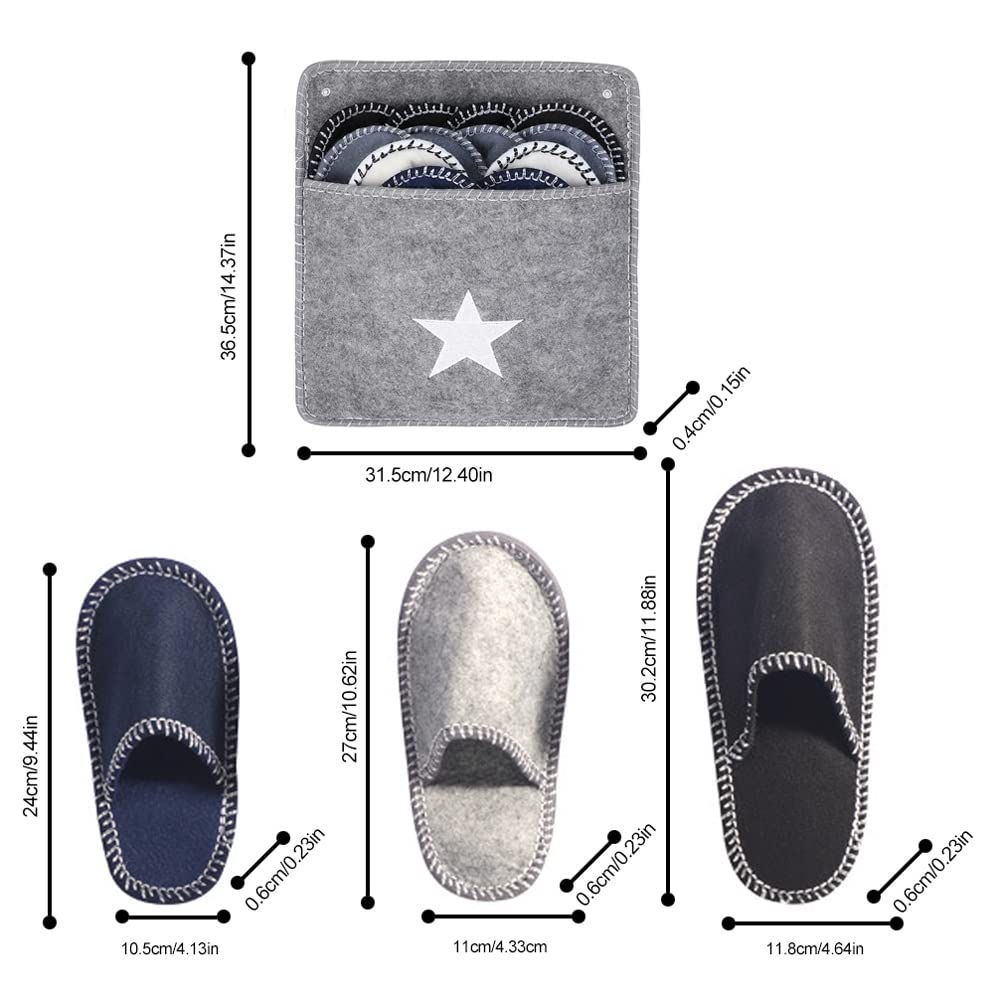 Disposable Slippers, 6 Pairs Fleece Felt Slippers Guest Slippers Portable Washable Disposable Non Slip Home Slippers for Family Spa Guests Hotels Travel(6 Pairs)