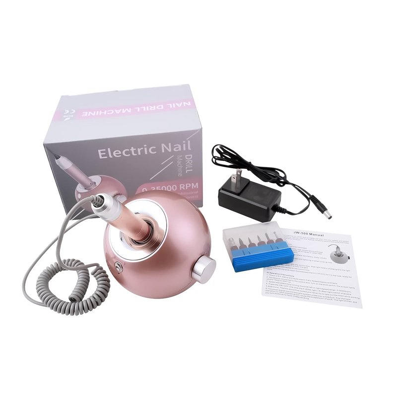 Delanie Corded Electric Nail Drill for Acrylic Nails Gel Nails 35000 RPM, Professional E File Nail Drill Machine, Low Noise, Low Vibration, Low Heat, Rose Gold (Non-Rechargeable)