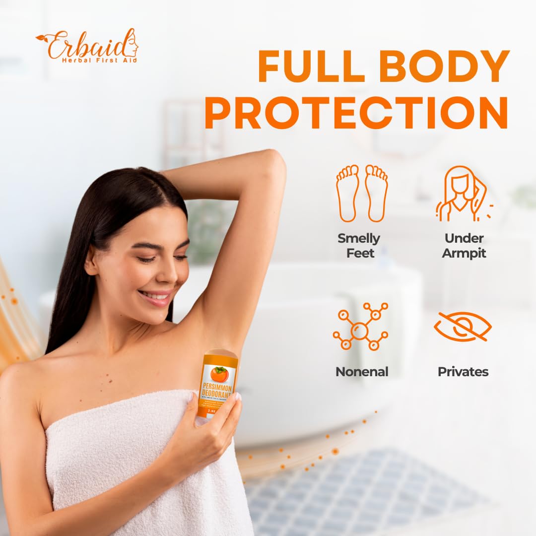 Persimmon Deodorant – All-Natural Whole Body Deodorant for Women and Men – Japanese Persimmon Extract Helps to Eliminate Body Odor and Old People Smell – Extra Strength, Aluminum Free, Long Lasting