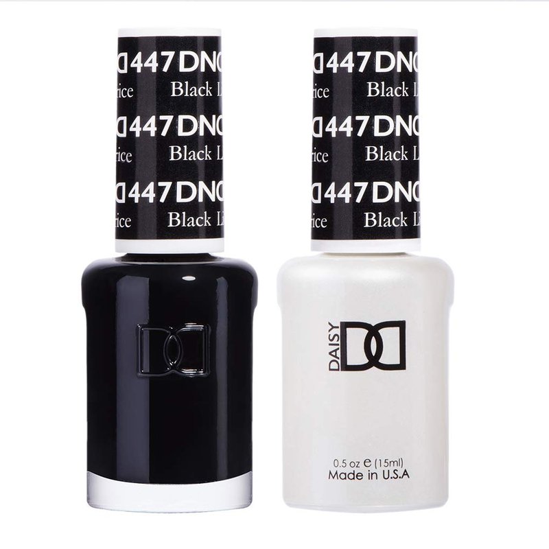 DND Gel Polish Set, Black Collection, UV/LED Gel Polish and Air Dry Nail Lacquer, Matching Chip-Free Polish Duo, 447 Black Licorice, 0.5 Fl Oz