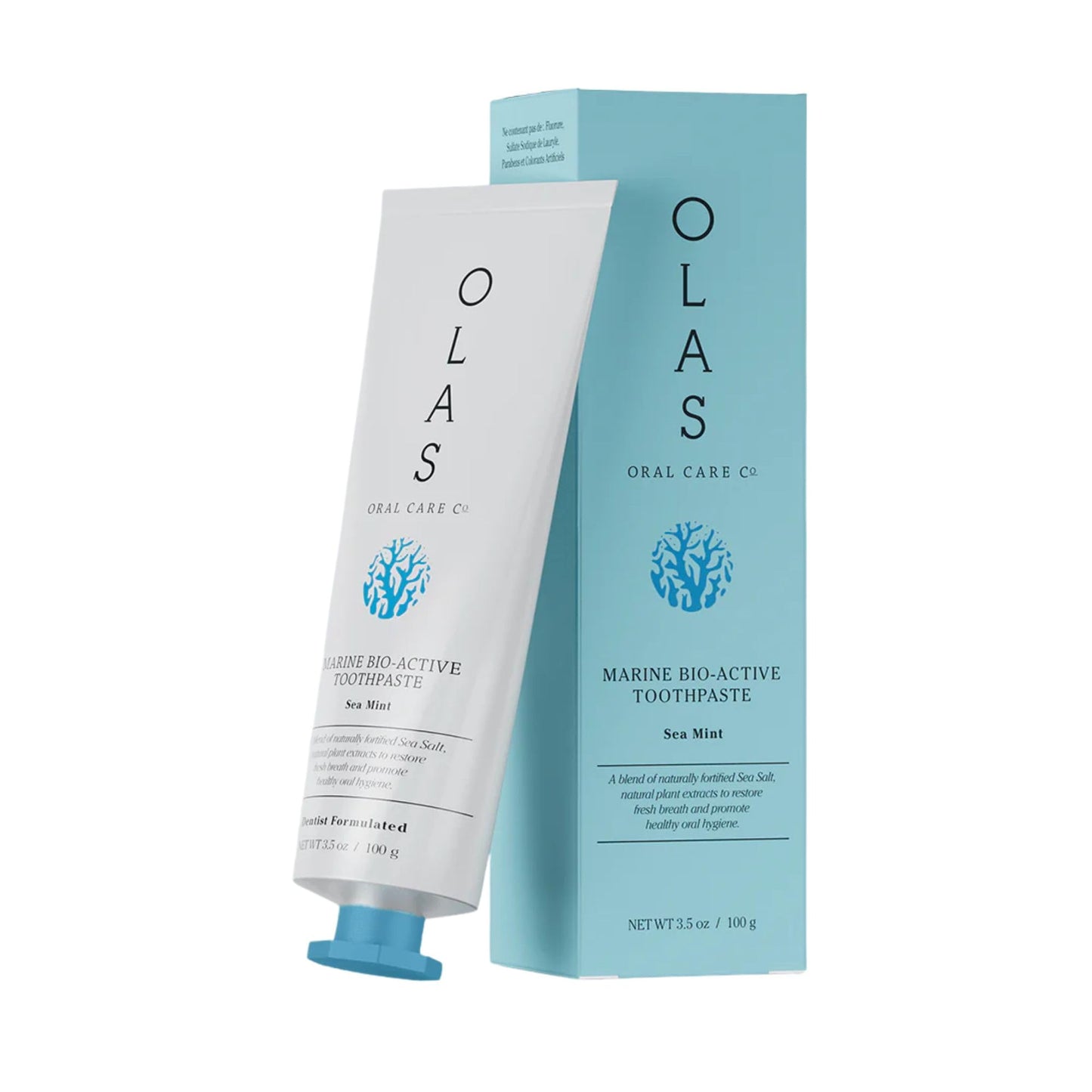 OLAS Marine Sea Mint Bio-Active Toothpaste - Fluoride Free Toothpaste - Promote a Healthy Oral Microbiome & Natural Fresh Breath - SLS Free & Dentist Formulated (3.5oz)