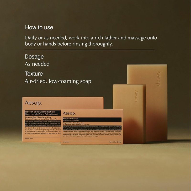 Aesop Refresh Body Cleansing Slab | Non-Drying Gentle Bar Soap Boosted With Botanical Oils | 10.9oz / 310g