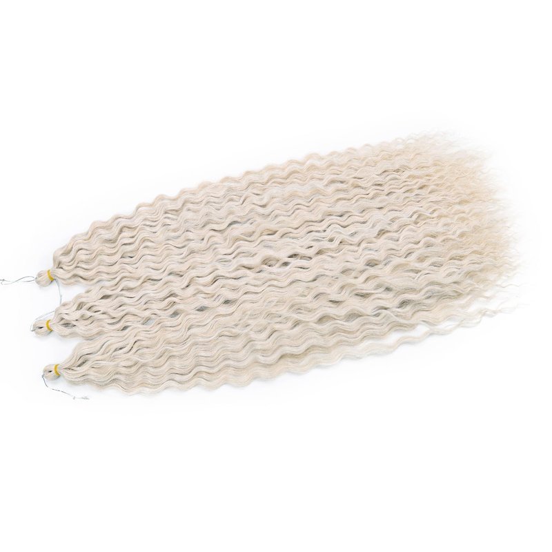MAYSA Ocean Wave Crochet Hair 22inch Curly Braiding Synthetic Deep Wavy Crochet Hair Extensions 6packs #56C Platinum Blonde