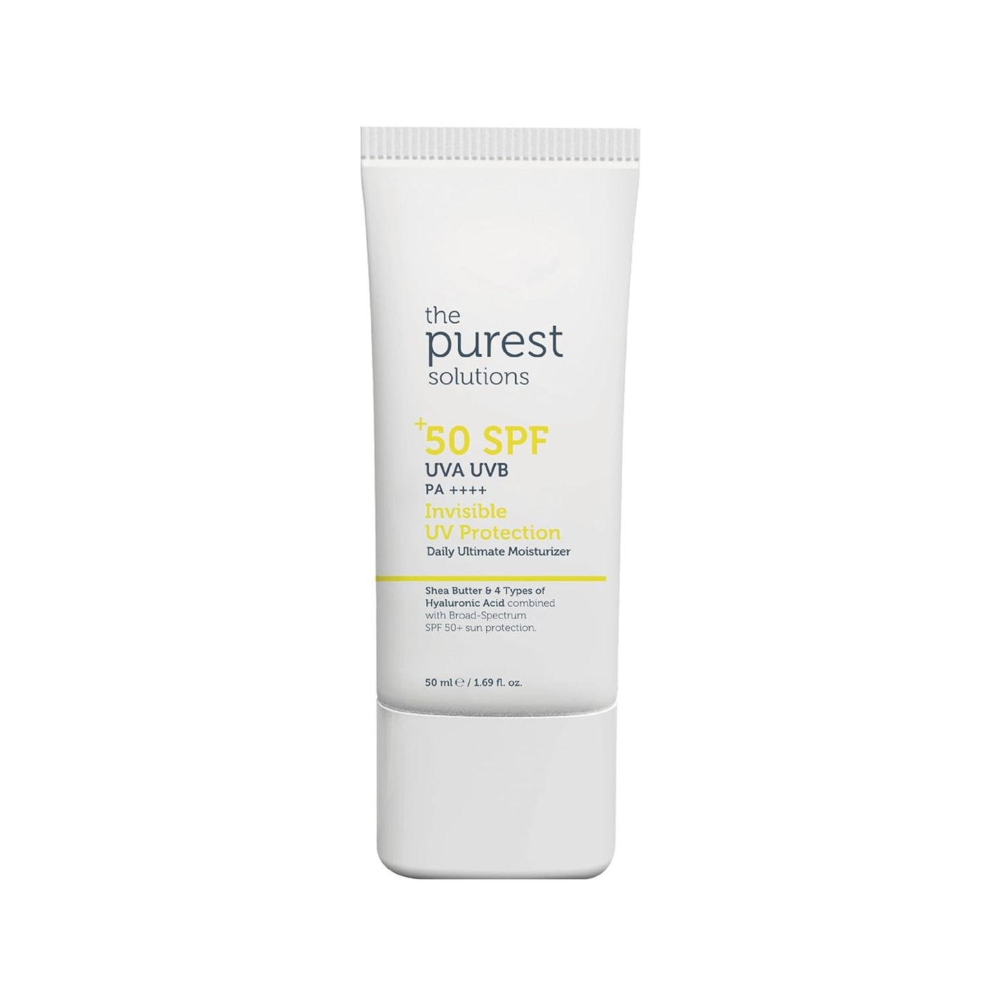 Invisible UV Protection Daily Moisturizer SPF 50+ | Hydrating Hyaluronic Acid & Shea Butter - Anti-Aging for All Skin Types (1.69 fl. oz)