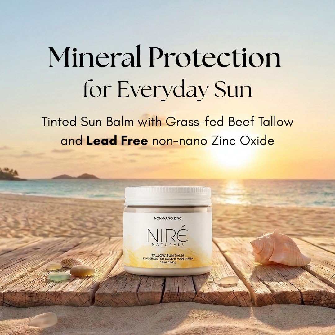 Tinted Mineral Sun Balm for Face. Chemical Filter-Free, Beef Tallow Non-Nano Zinc Formula, Made in USA, Non Toxic Ingredients