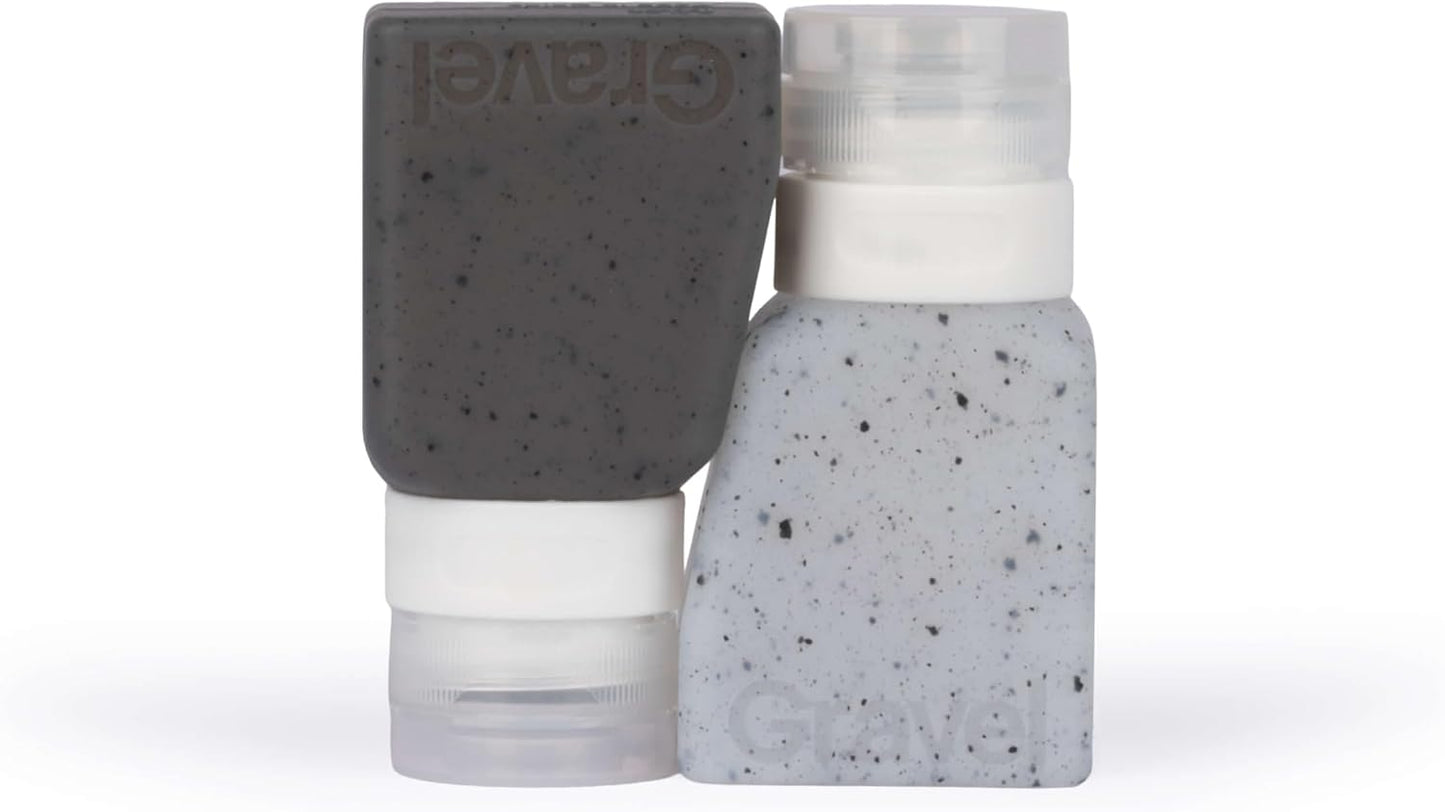 Silicone Travel Bottles for Toiletries - Leakproof, BPA-Free 3oz (2-Pack) | TSA Approved, Clear & Gray