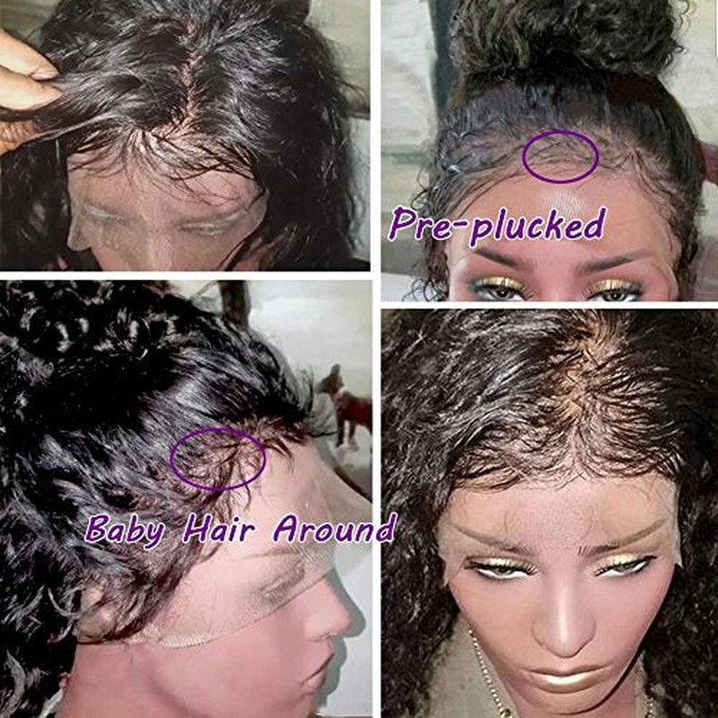 JYZ Burmese Curly Hair Lace Front Wigs Human Hair 180% Density Pre Plucked Bleached Knots with Baby Hair 13X4 HD Lace Brazilian Wet Raw Human Hair Wigs 20 Inch Free Part Natural Color