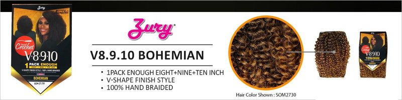 Synthetic Hair Crochet Braids - Bohemian Style V8.9.10 | 1 Pack, Perfect for Stylish Looks