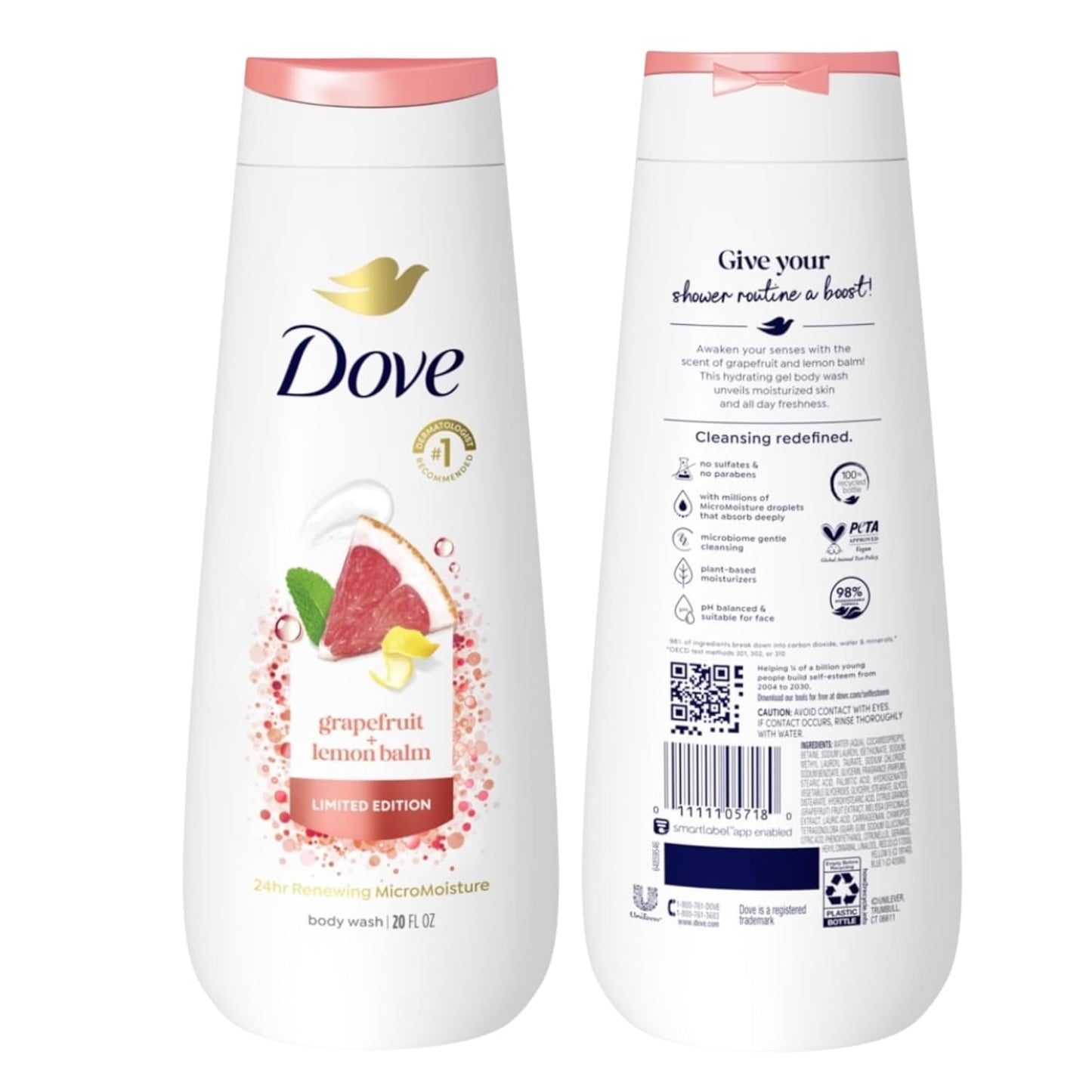 Dove Renewing MicroMoisture Body Wash - Limited Edition Summer Scents | Grapefruit & Lemon Balm