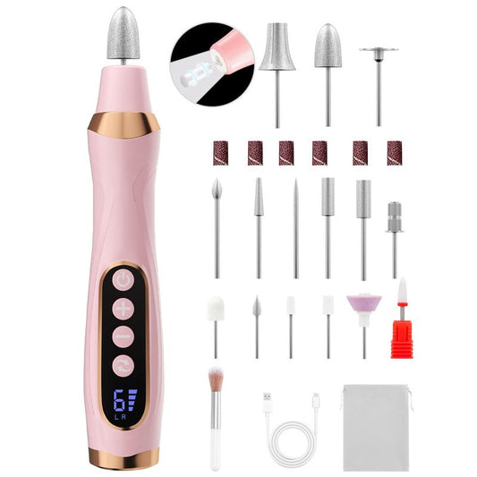 Cordless Nail Drill, Long-Lasting Electric Nail File, Low Noise Electric Nail Drill with 360° LED Light & 6 Speeds, Toenail Grinder for Thick Nail Toenail Cuticle Women Men Baby Pets