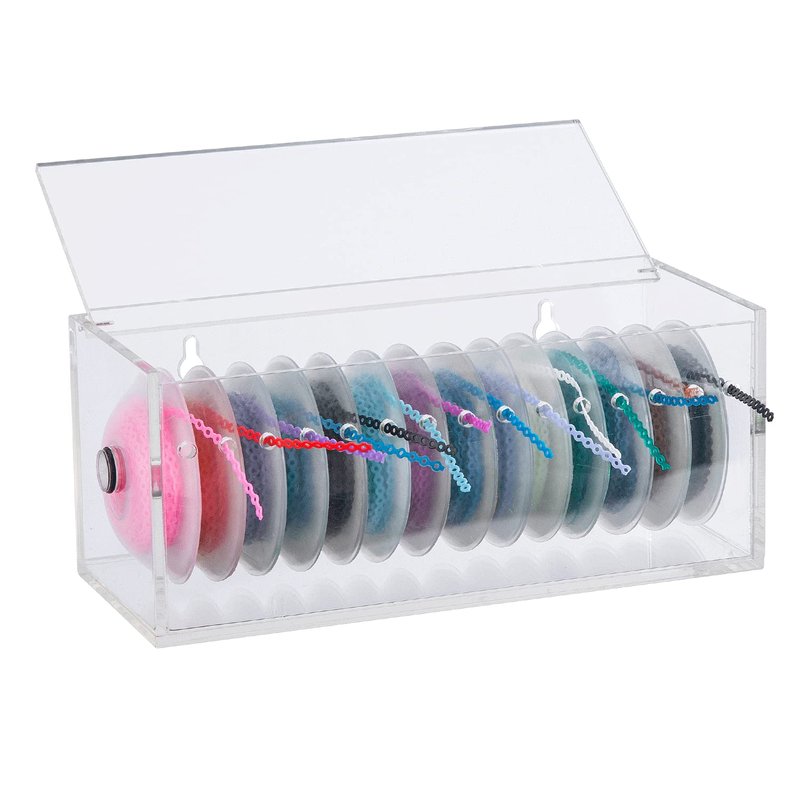 faruijie Power Chain Organizer Case - Dental Orthodontic Elastic Rubber Chain Dispenser Orthodontic Braces Rubber Band Acrylic Holder with Lid
