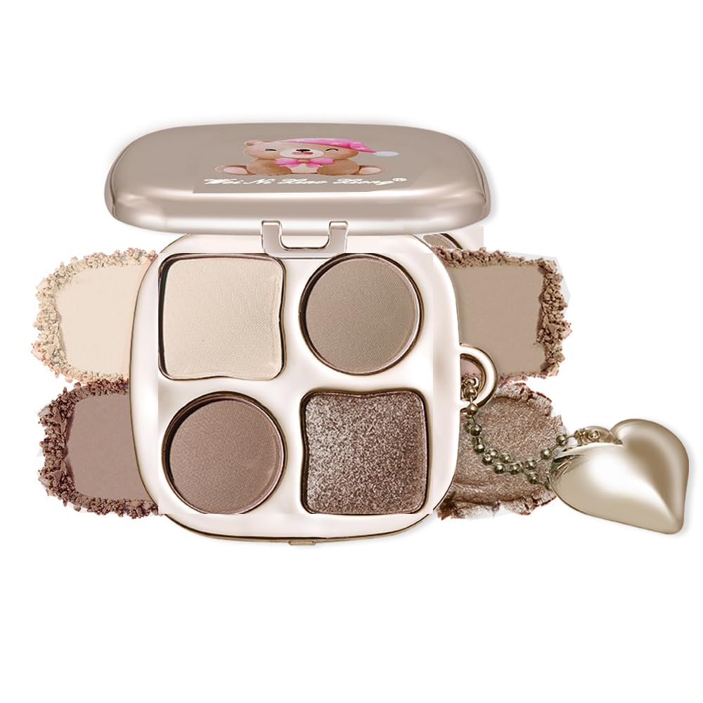 Mini Neutral Nude Cool-Toned Eyeshadow Palette with Mirror – Matte&Shimmer High-Pigment,Blendable Long-Lasting Waterproof Mini Smokey Eye&Contour Palette for Natural Makeup, Paleta de Sombras de Ojos