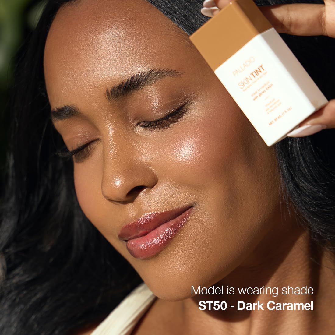 Palladio Skin Tint with Aloe, Niacinamide and Hyaluronic Acid, Sheer to Medium Coverage, Glowy Finish, Brightening and Blurring Lightweight Foundation Makeup (Dark Caramel)