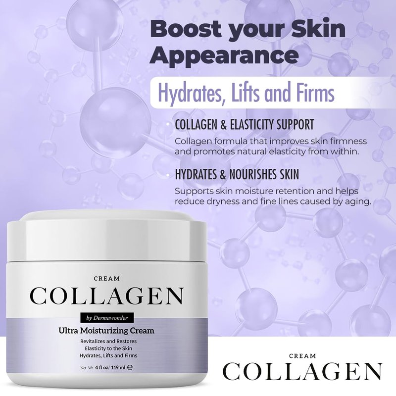Collagen Face Moisturizer, Ultra Moisturizing Cream for Face, Body & Hands, 24 hours Moisturization, Avoids Wrinkles & Improves the Firmness and Elasticity of the Skin - 120 ml - Pack of 1