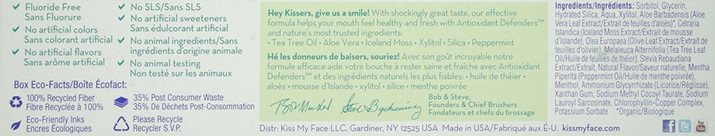 Kiss My Face Gel Teeth Whitening Toothpaste - Fluoride Free, Tea Tree Flavor | 13.5 Ounce (Pack of 3)