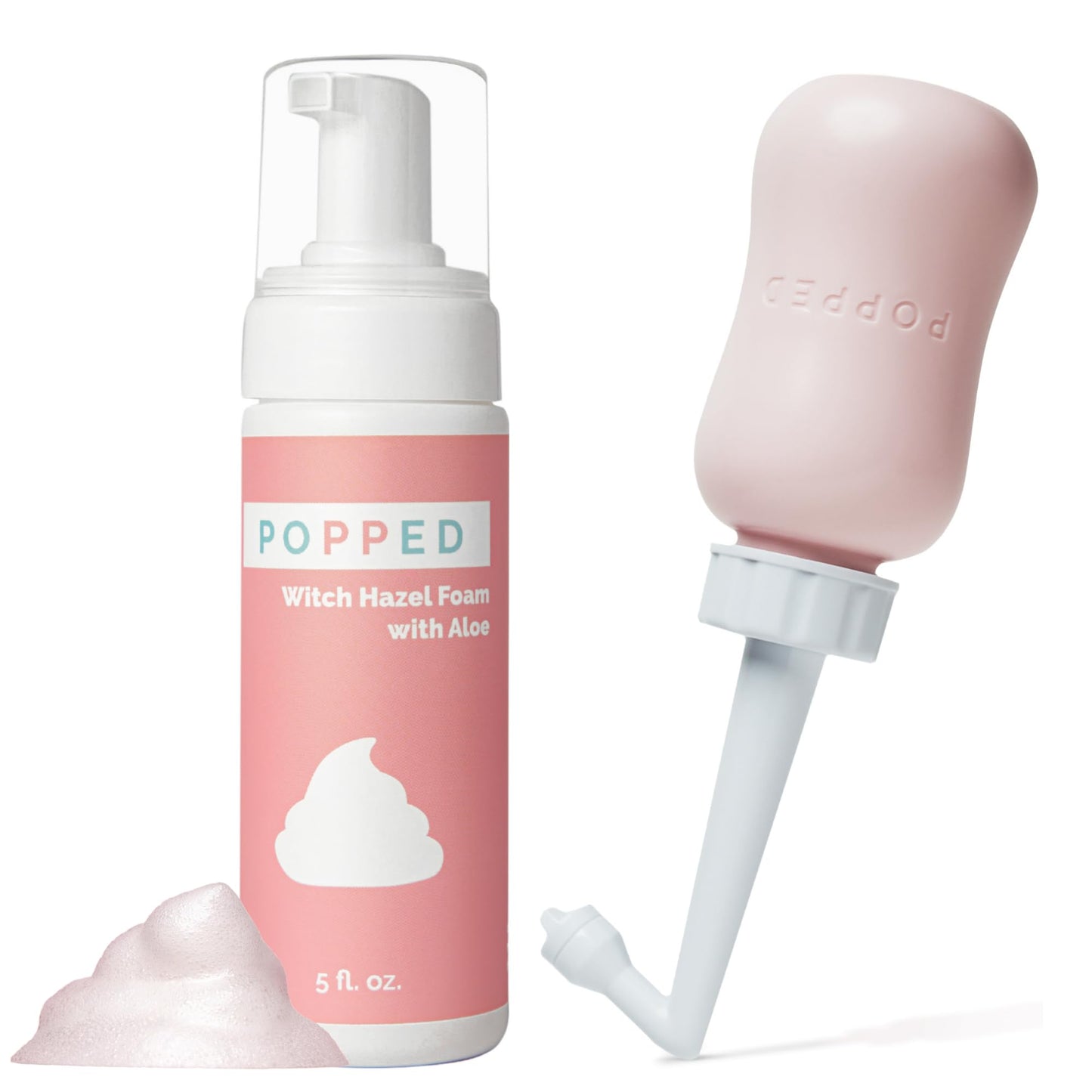 Popped Peri Bottle and Witch Hazel Foam with Aloe Postpartum Essentials Bundle