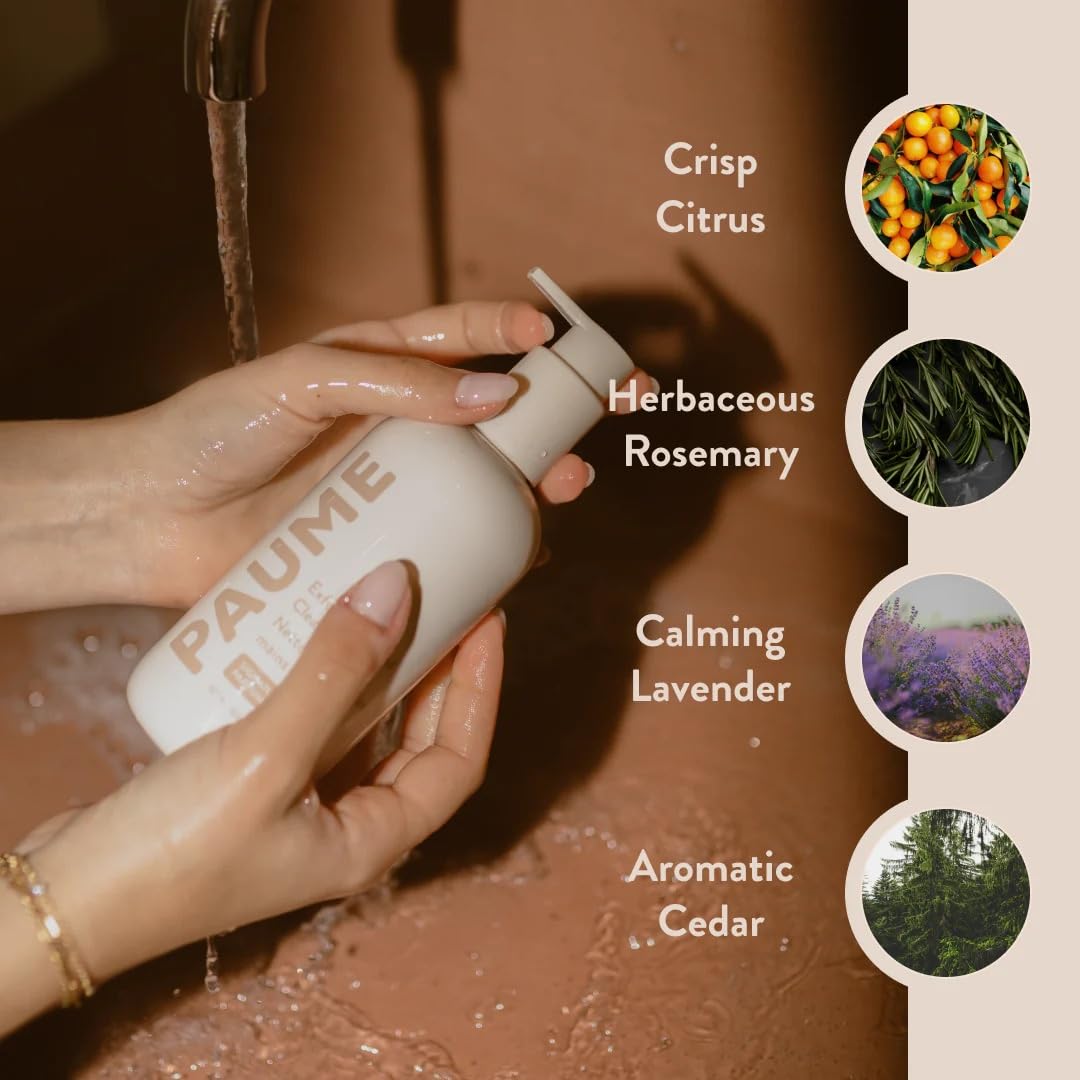 PAUME Exfoliating Hand Cleanser, Silicon Free, Paraben Free, Vegan, Exfoliating Soap with Essential Oils, Hydrating Hand Soap for Gentle Cleanse, 10 Fl Oz
