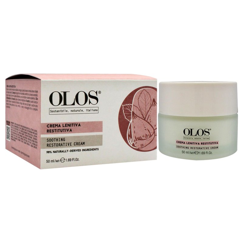 Olos Soothing Restorative Cream - Face Moisturizer - Face Lotion for Stress Signs and Redness - Face Cream with Aloe, Macadamia, Avocado Oil - 1.7 oz