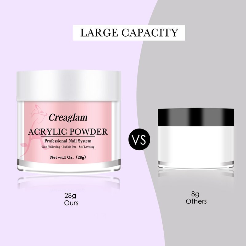 Creaglam Super Nail Acrylic Powder: 3 Pcs 28g Cover Pink Polymer for 3D Art Carving French Extension - Clear Dark Pink Professional - No Need Lamp