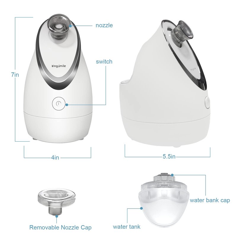 Kingsmile Facial Steamer for Face, 3 in 1 Face Steamer for Facial Deep Cleaning, Compact Nano Steamer - Aromatherapy, Adjustable Nozzle Warm Steam for Home SPA, Face Steamer for Sinuses with Hairband
