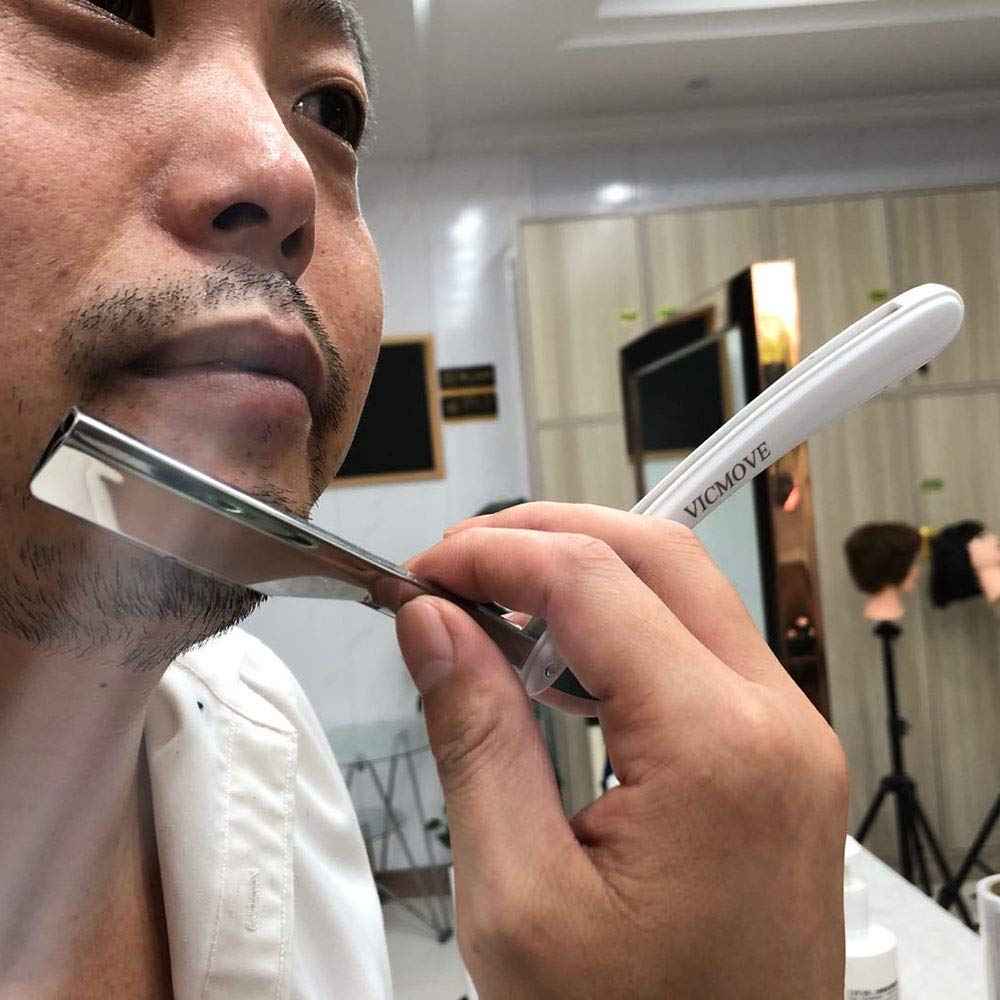 Professional Barber Straight Edge Razor Safety with 200-Pack Derby Blades - 100 Percent Stainless Steel - by VICMOVE (1 razor + 200 blades)