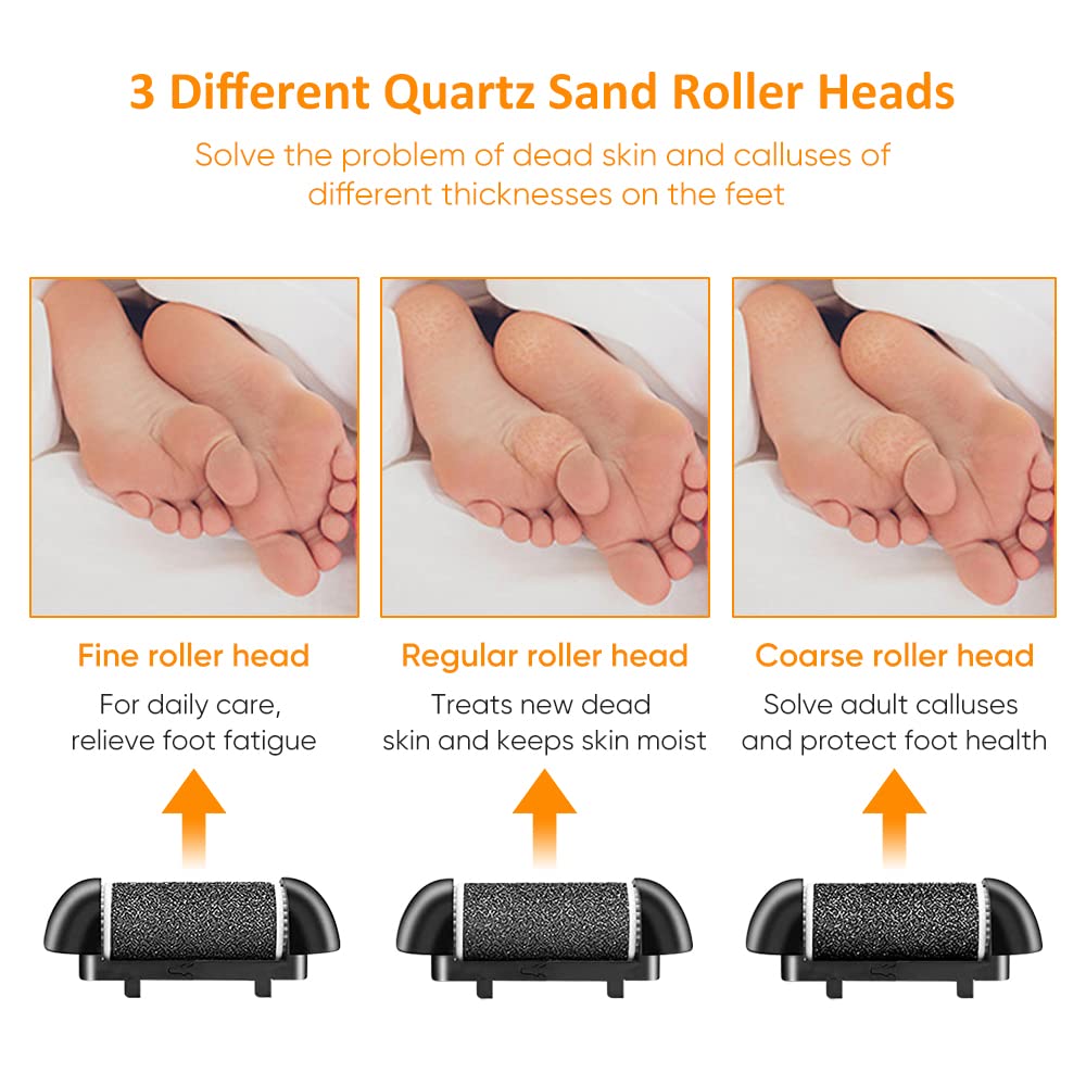 Electric Callus Remover and Foot polisher-Rechargeable-waterproof-10pieces Pedicure Set. (Black)