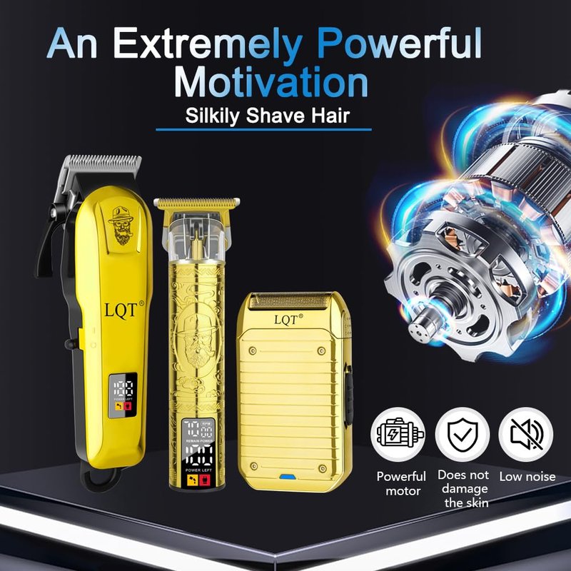 LQT Professional Cordless Hair Clippers Kit - Rechargeable Trimmer for Men with Precision Blades & Accessories | Barber-Grade Home Haircut Set