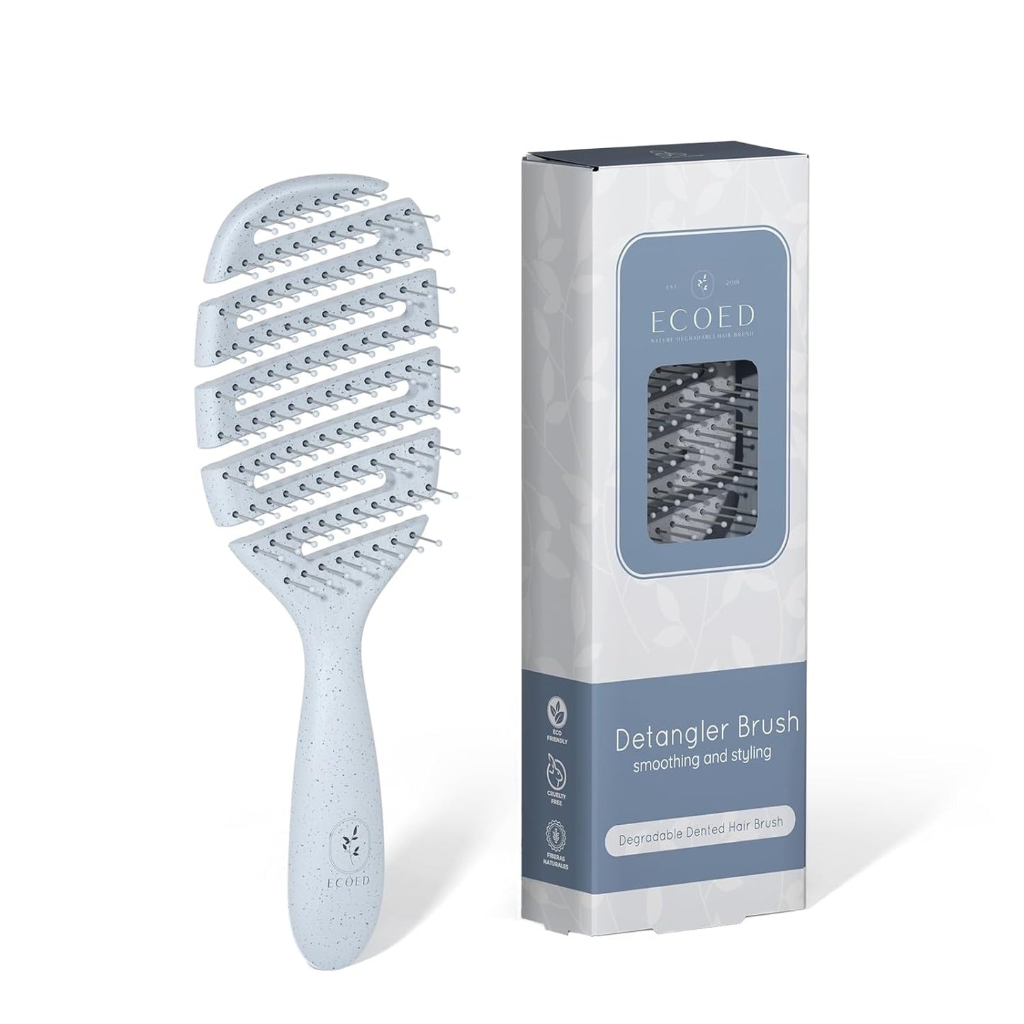 Detangler Hairbrush, Vented Detangling Brush for Straight, Wavy,Curly and Fine Hair, Dry and Wet, Quick Smoothing for Women and Men, Eco-Friendly & Sustainable Material (Green)