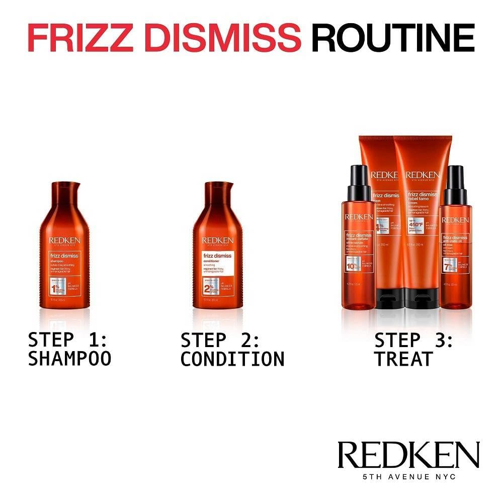 Redken Frizz Dismiss Instant Deflate Oil-In-Serum For Frizzy Hair - Enhances Smoothness and Shine With Babassu Oil, Sulfate-Free