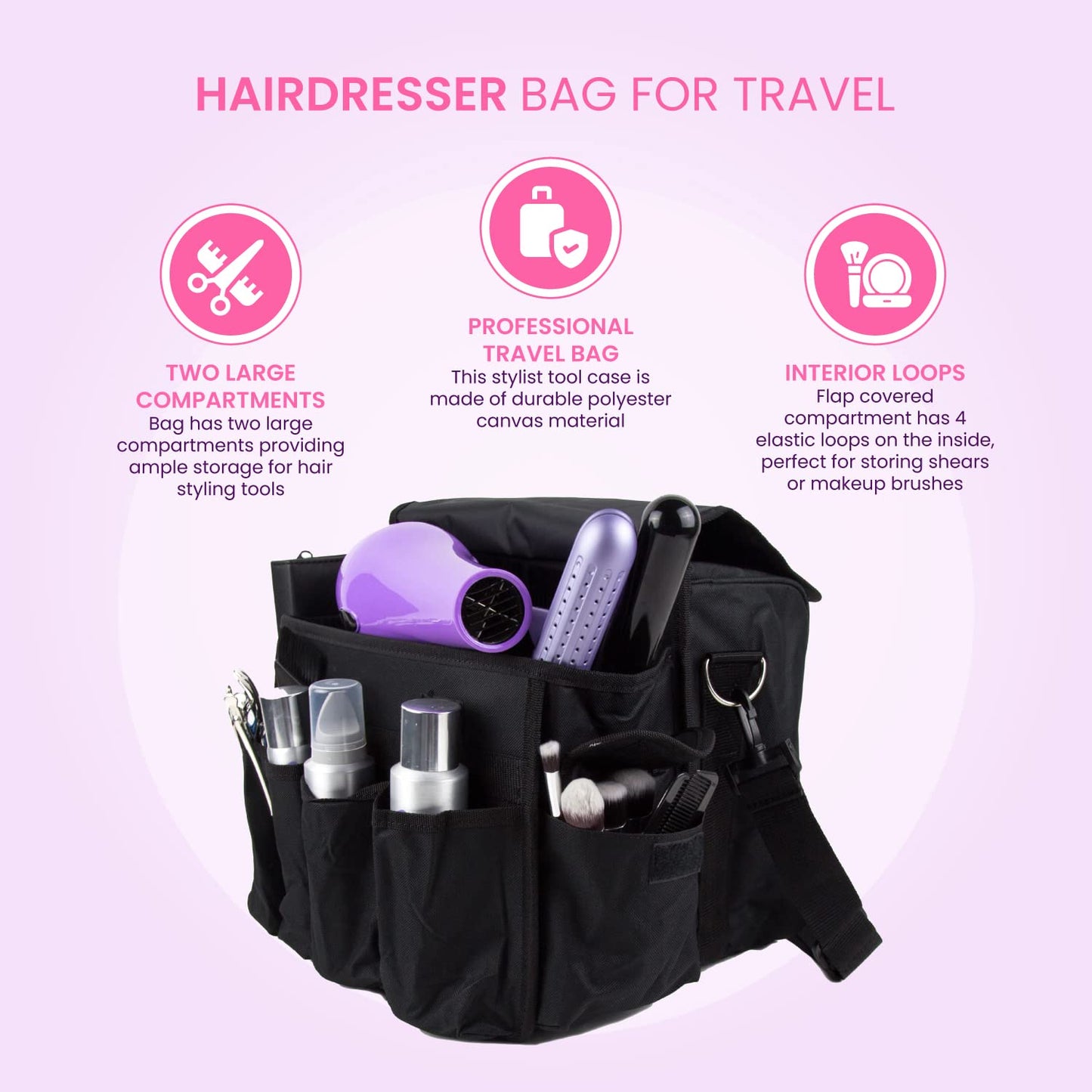 Hairdresser Bag for Travel - Hairdressing Tool Bag - Travelling Hair Stylist Bag - Makeup Artist Bag - Hairdresser Travel Bag - Cosmetology Bag