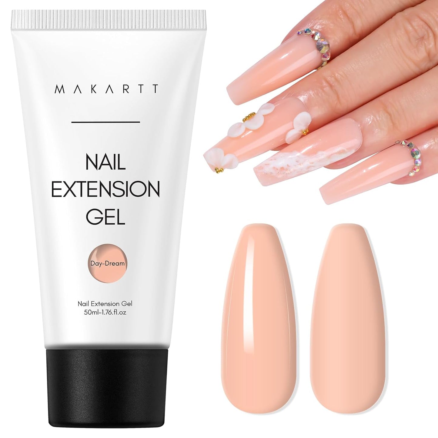 Makartt Poly Nail Gel: Clear 50ML Gel Builder for Natural-Looking Strengthener 3D Molding Gel for Trendy Nail Art-Long-Lasting and Easy to Use Supplies