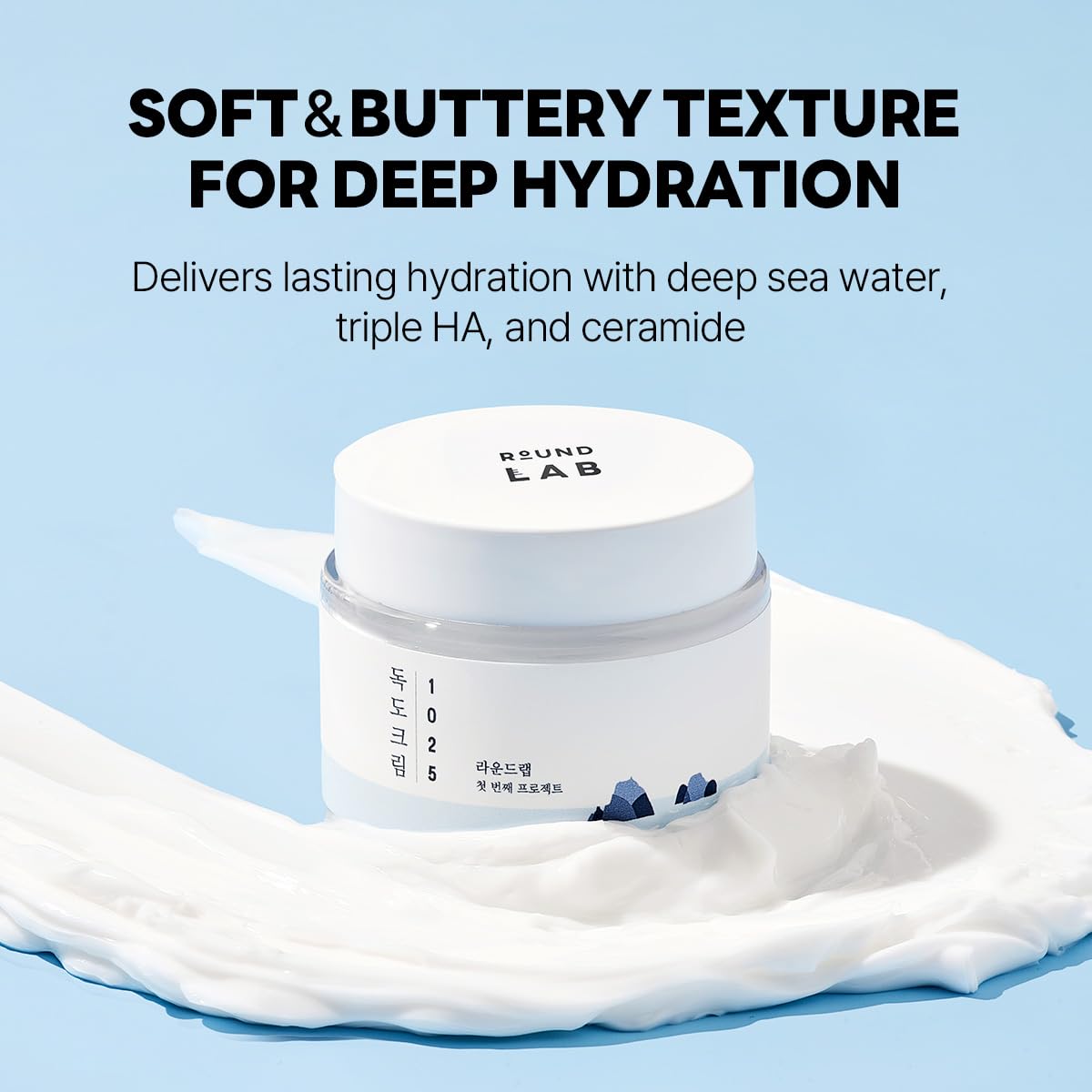 ROUND LAB 1025 Dokdo Cream - Deep Hydrating Face Moisturizer for Acne-Prone Skin | 2.71 Fl Oz, Ceramide Formula