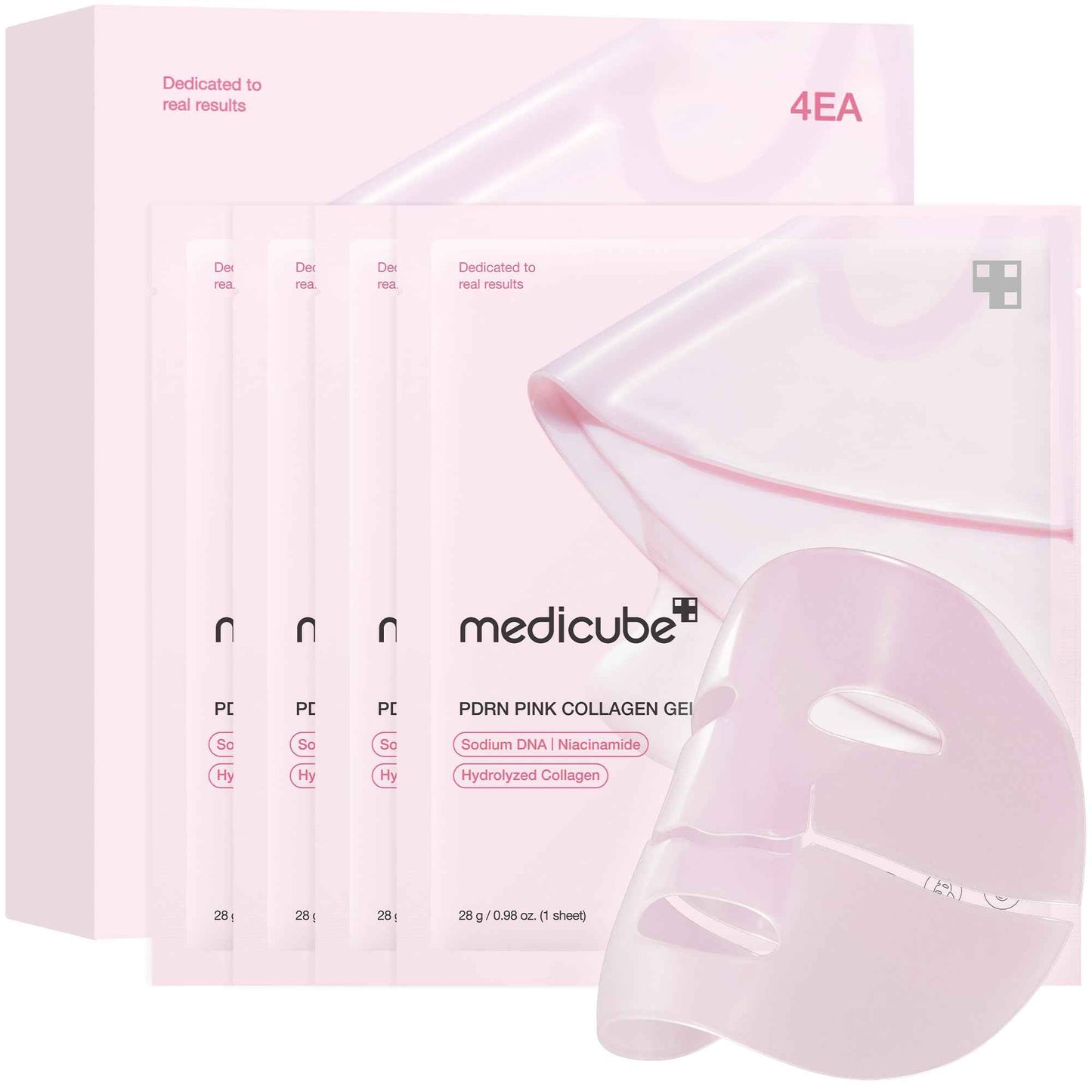 medicube Salmon DNA PDRN pink collagen jelly gel mask | overnight face mask for glass glow skin- elasticity, hydrating, firming and moisturizing | korean skincare, 28g, 4ea