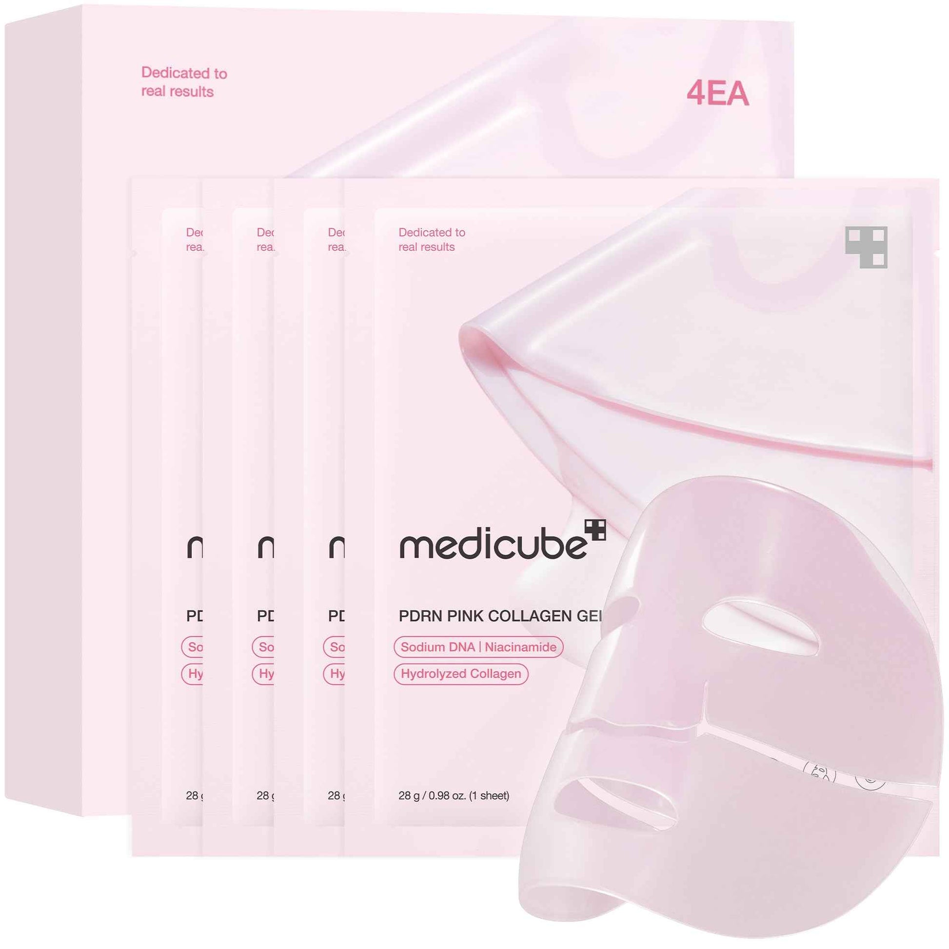 medicube Salmon DNA PDRN pink collagen jelly gel mask | overnight face mask for glass glow skin- elasticity, hydrating, firming and moisturizing | korean skincare, 28g, 4ea