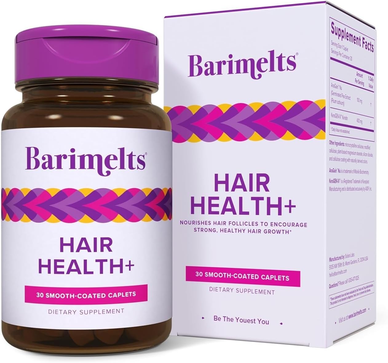 BariMelts Hair Health+ | Hair Growth Supplement for Thinning Hair - Clinically Studied AnaGain™ Nu & Keratin - 1-Month Supply