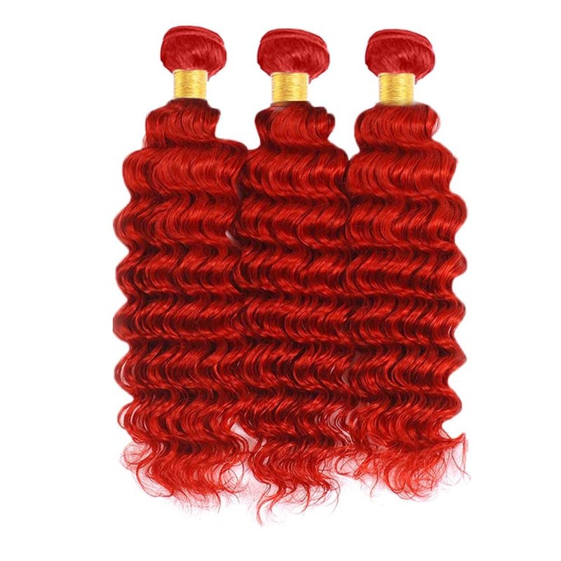 30 32 34 Inch DiexrLamx Hair Burgundy Bundles Braight Red Deep Wave Bundles 8A Grade Peruvian Virgin Hair 3 Bundles Hair Extensions 300g