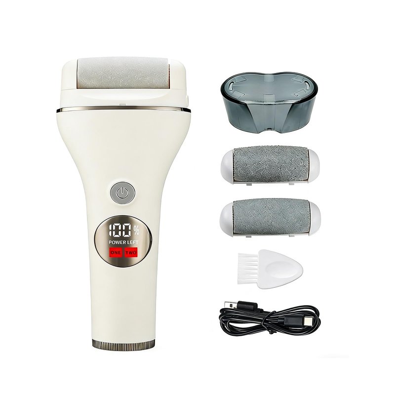 Professional Electronic Foot File & Callus Remover Kit, Rechargeable Portable Pedicure Tool with 3 Replaceable Heads, IPX5 Waterproof, Removes Dead, Hard, Cracked Dry Skin, Perfect Home Spa Gift