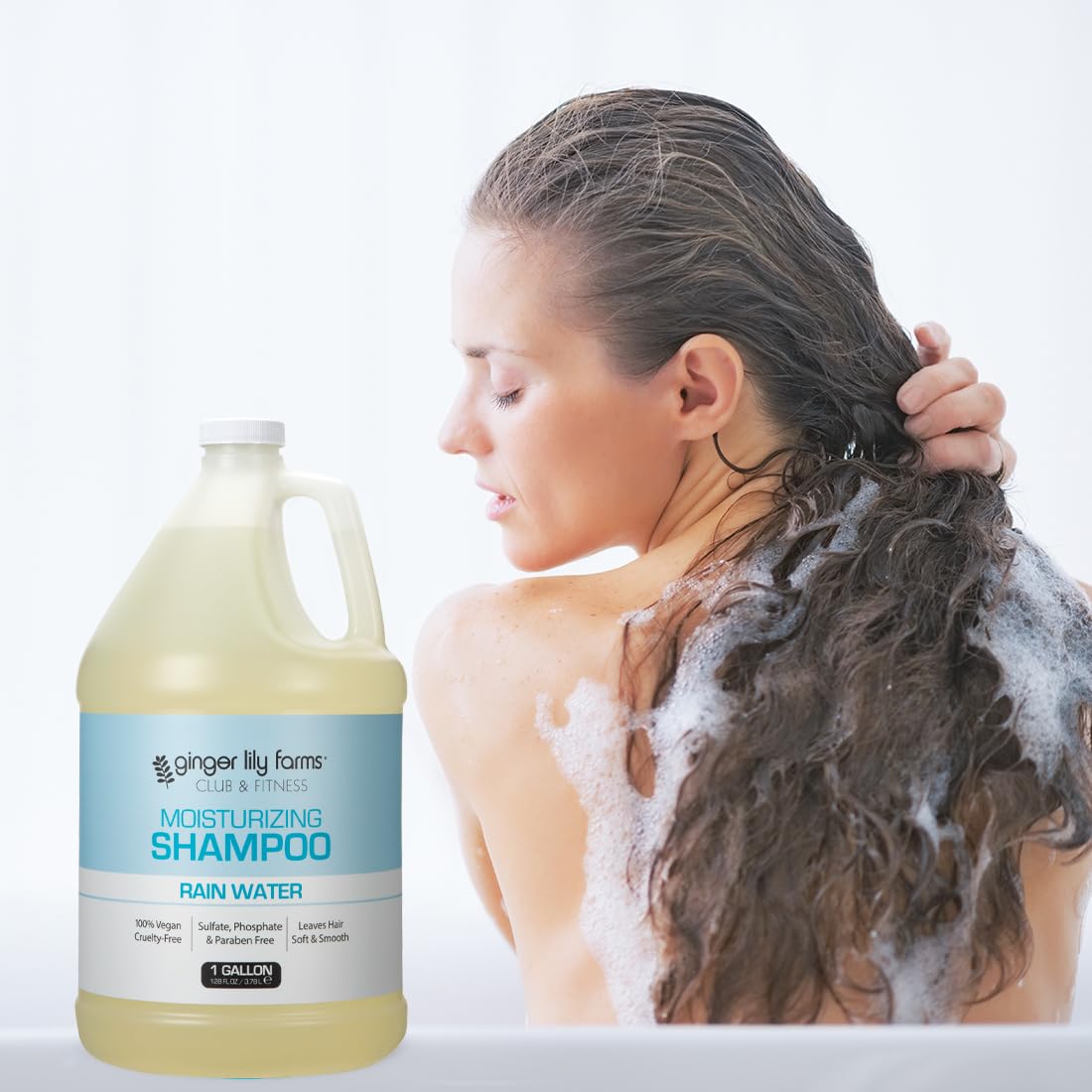 Ginger Lily Farms Moisturizing Shampoo for All Hair Types - 100% Vegan, Rain Water Scent | 1 Gallon Refill