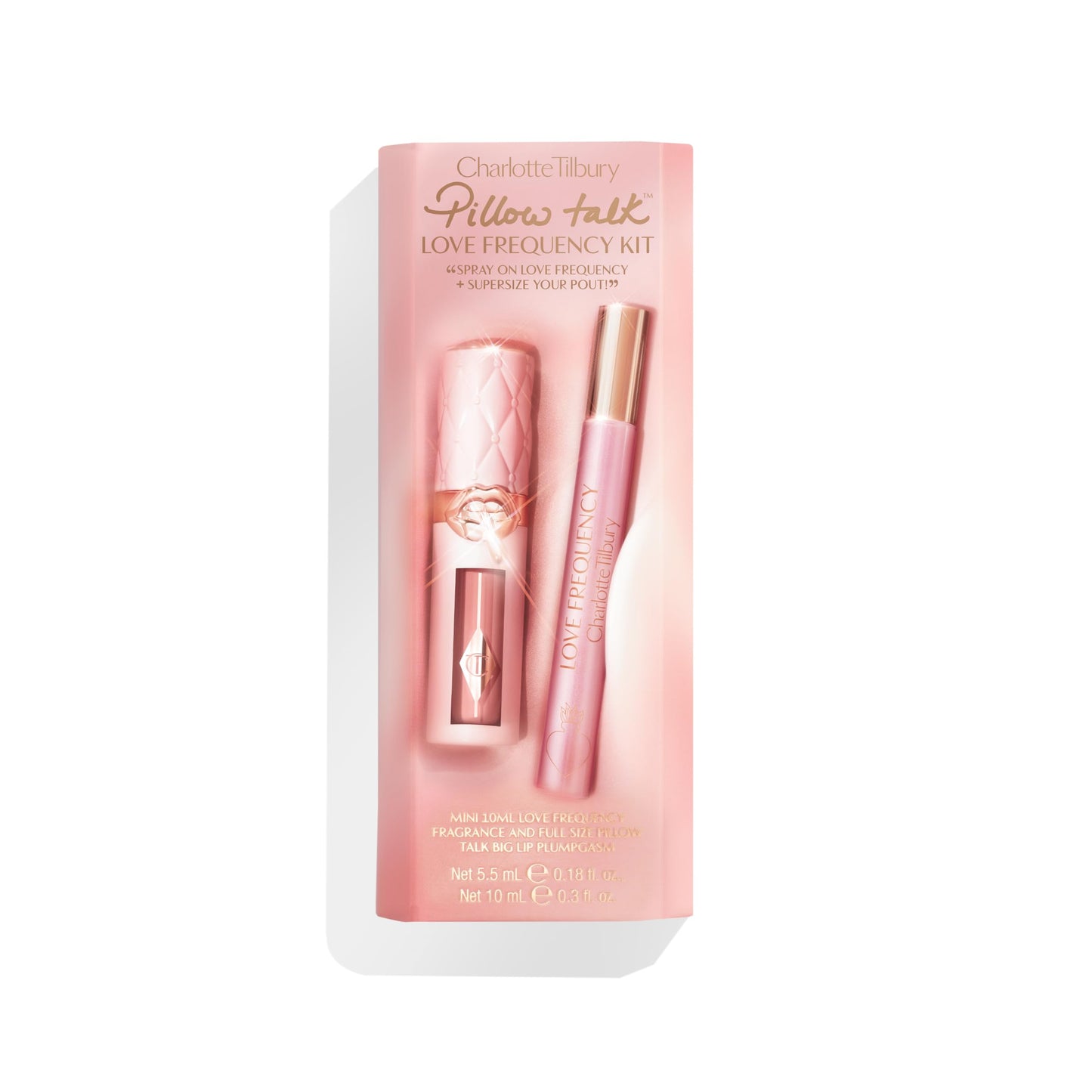 Charlotte Tilbury Pillow Talk Love Frequency Kit - Includes Pillow Talk Big Lip Plumpgasm Gloss & 10ml Love Frequency Perfume - Plumping Lip Gloss with Enchanting Woody-Floral Scent