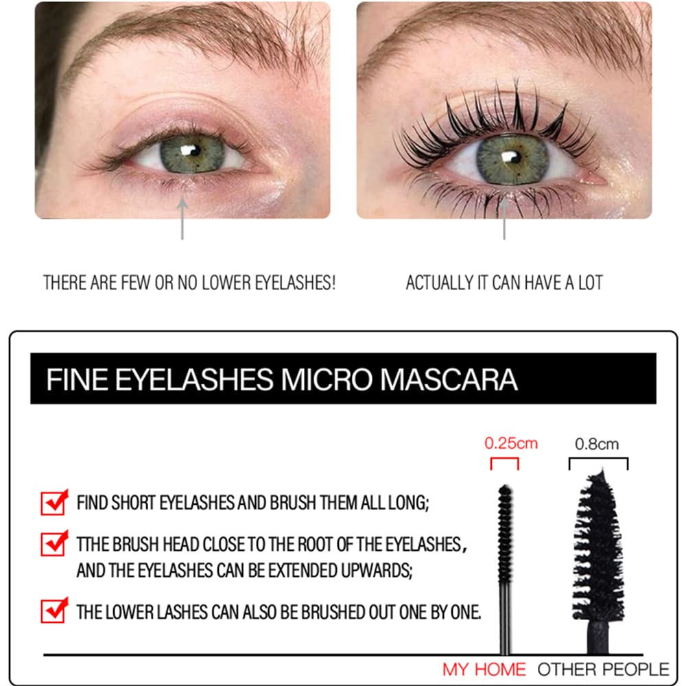 Ultra Fine Waterproof Mascara for Fine Short Eyelashes, Lengthening & Thickening, Catching Tiny Eyelashes (1 Pcs)