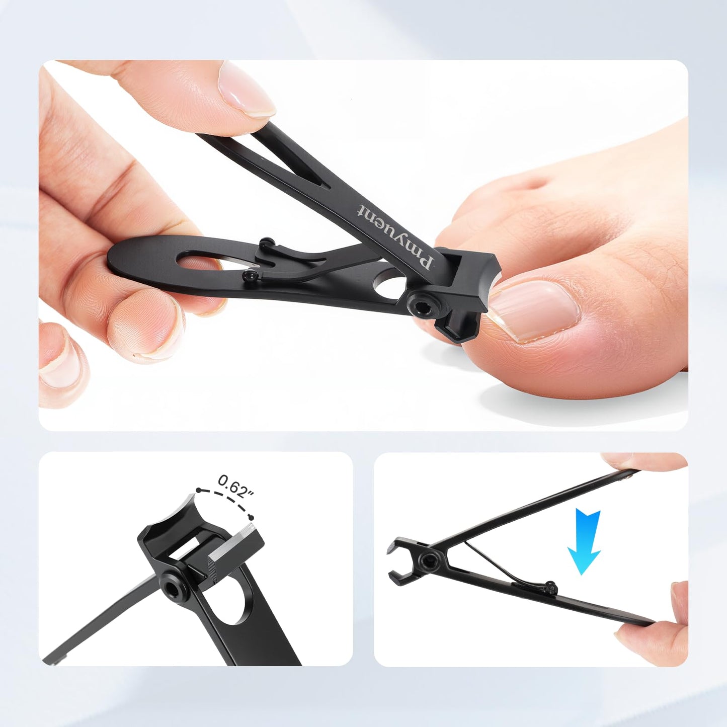 Extended Toenail Clippers Set for Thick Toenails, Long Handled Toenail Clippers for Seniors, Wide Jaw Opening Fingernail Clippers with Catcher, Ergonomic Heavy Duty Cutter for Men Women