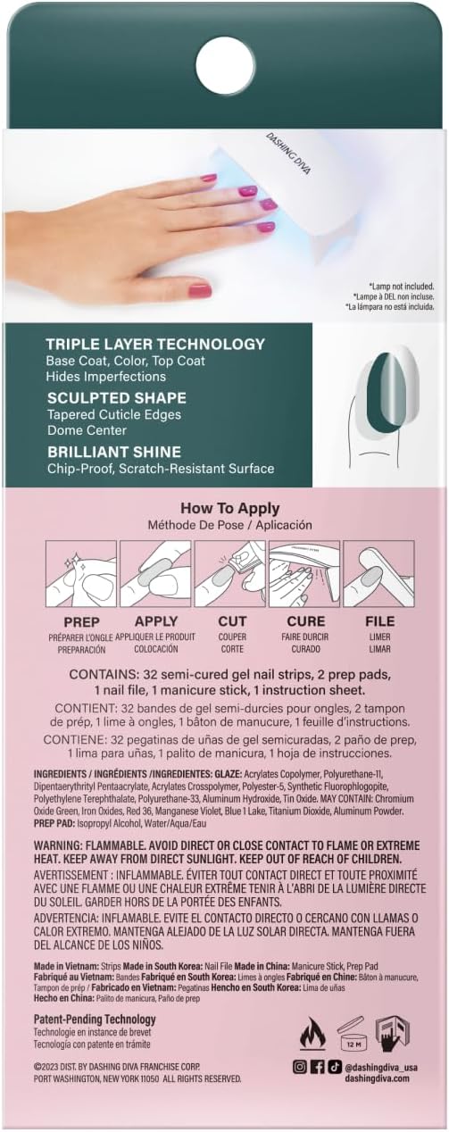 Dashing Diva Glaze Nail Strips - Stone Cold | Long-Lasting, Chip-Resistant Gel Nail Wraps | 34 Salon Quality Strips, Prep Pads & Nail File Included