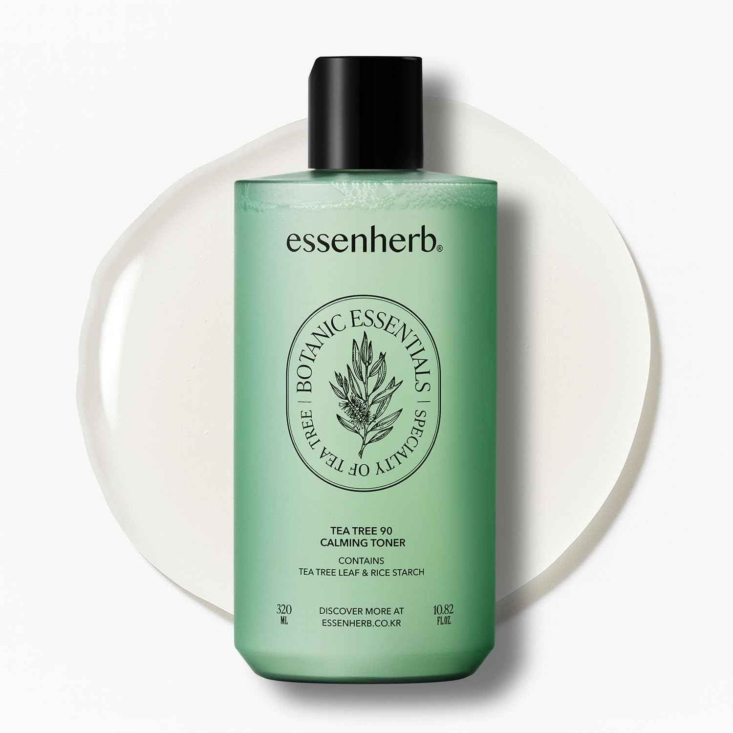 ESSENHERB Tea Tree 90 Calming Toner | Vegan | Real Tea Tree | Sebum Control | Mild Formula, Korean Skincare (320ml, 10.82oz)