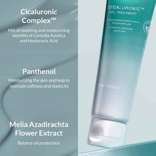 MIZON Cicaluronic GEL Treatment with Centella Asiatica Hyaluronic Acid Vitamin B5 86% Natural Ingredients Mositurizing Soothing Korean Skincare (50ml/1.69fl oz)