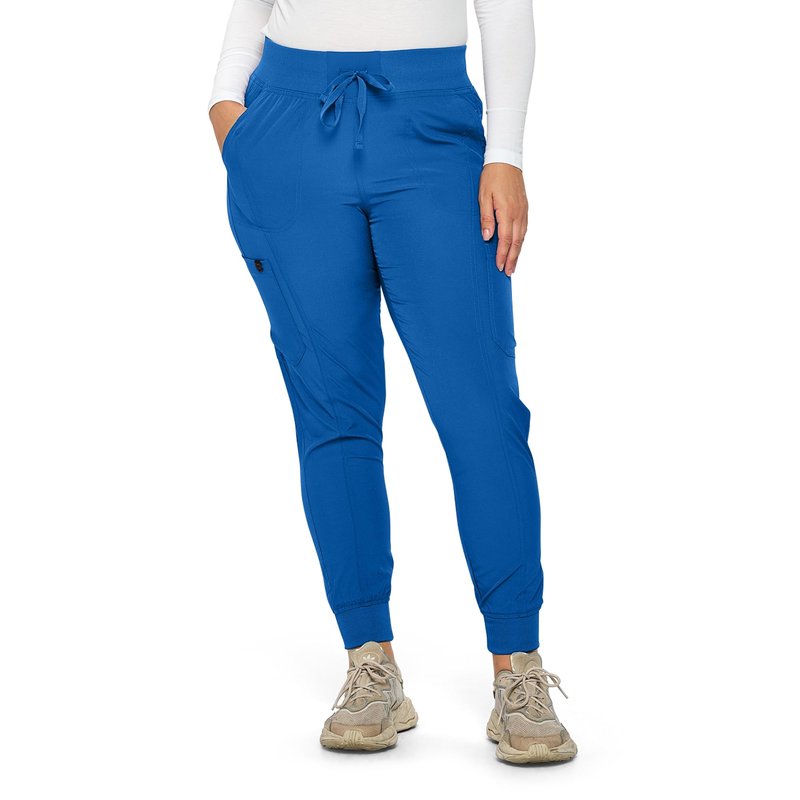 Monarch Uniforms Womens Jogger Scrubs Ribbed Jogger Scrub Pants for Women-(Royal Blue)-XL