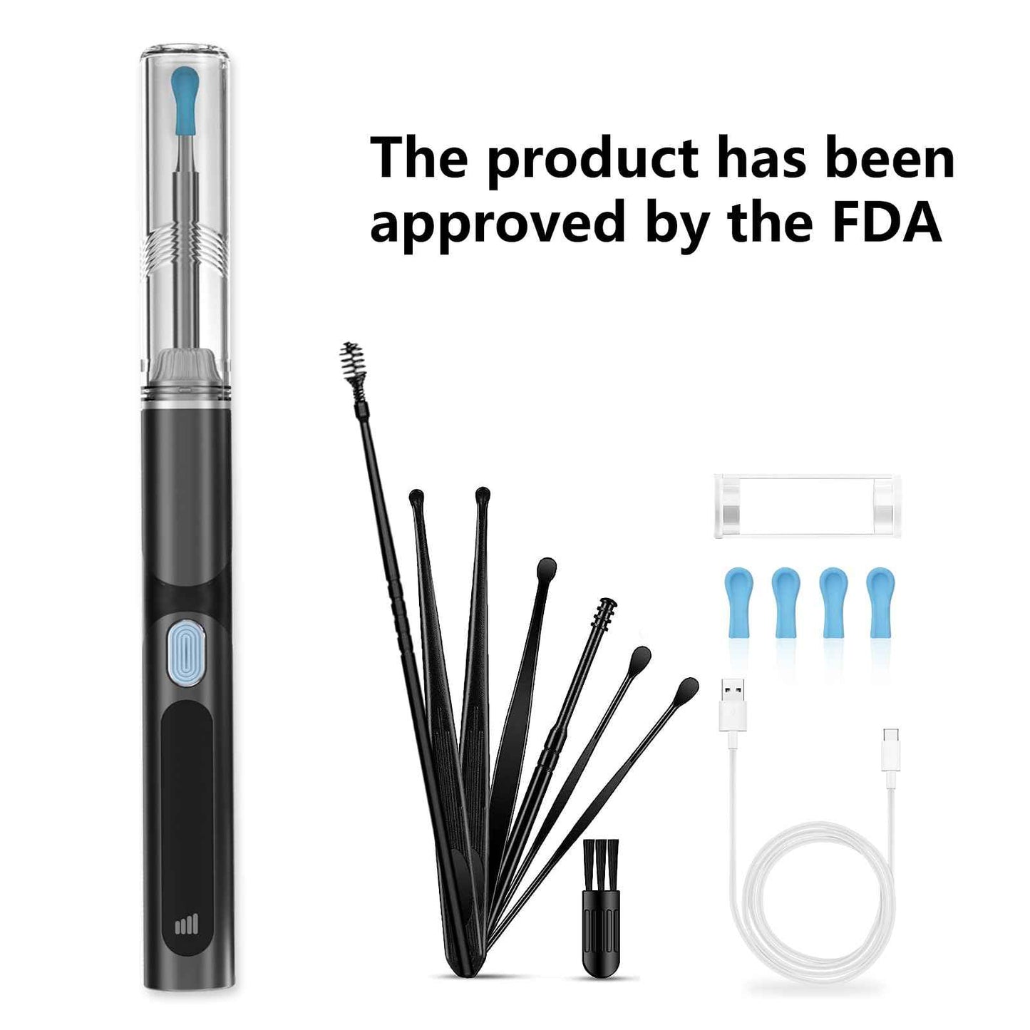 Ear Wax Removal Tool Camera, Ear Cleaner with 1080P Camera, Visible Wireless Ear Scope 6 LED Lights, 10PCS Replacement Tips, Ear Cleaner for iOS & Android (Gun)