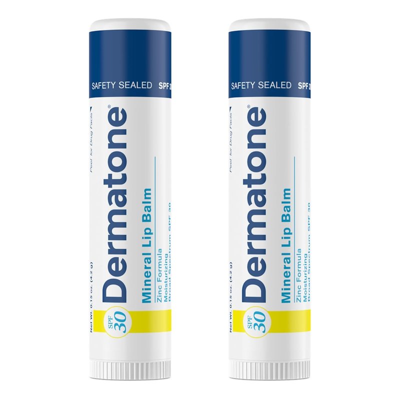 Dermatone Mineral Lip Balm - SPF 30 Moisturizing Lip Sunscreen with Zinc Oxide | 0.15 oz (2-Pack)